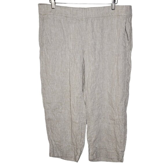 J. Jill PureJill Linen Large Beige Wide Leg Cropped Women's Pants‎ L - Picture 1 of 7